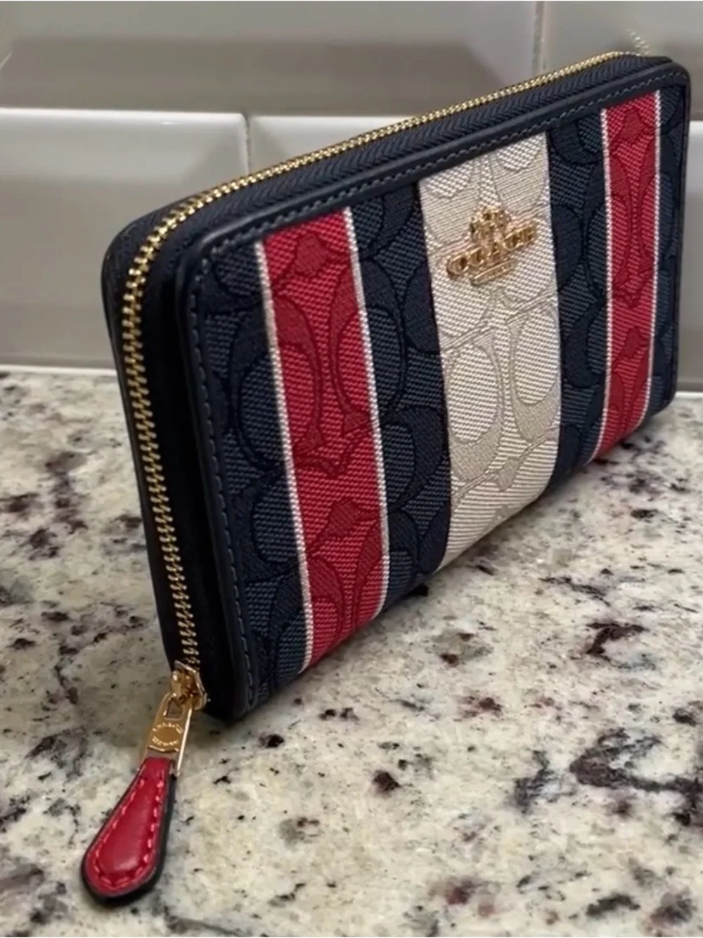 Coach Jacquard Zip Around Closure Wallet (NWOT)